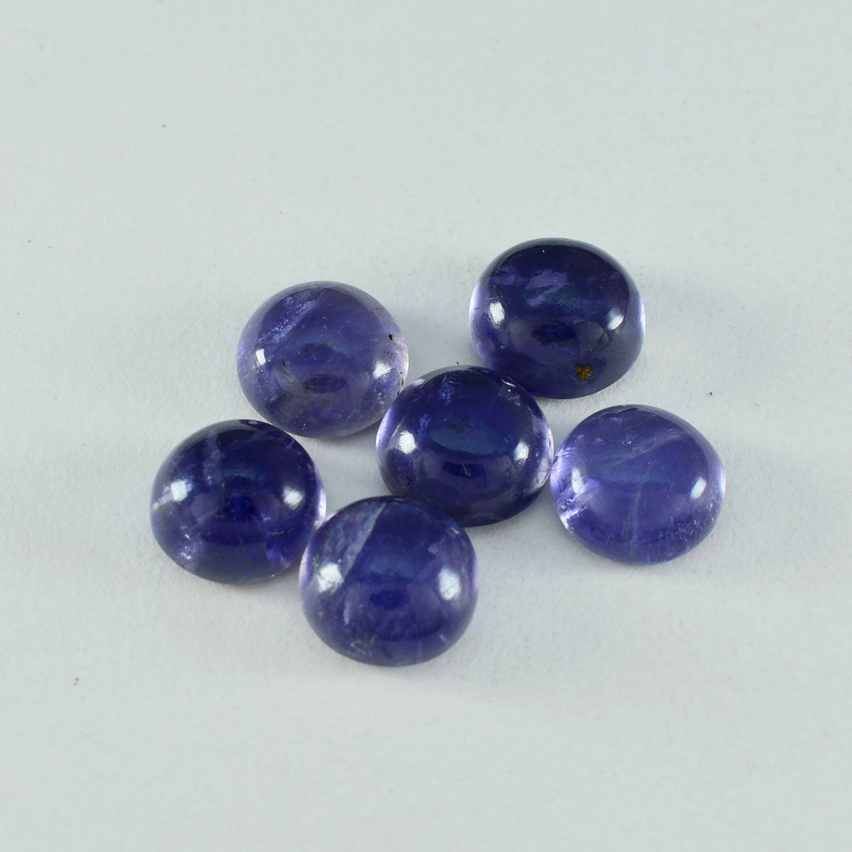 Riyogems, 1 pieza, cabujón de iolita azul, 15x15mm, forma redonda, gema suelta de buena calidad