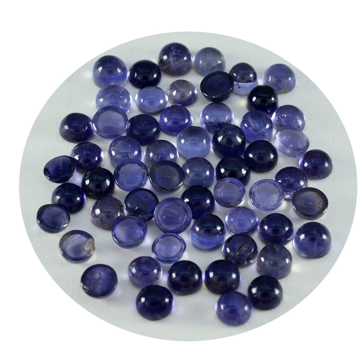 riyogems 1 st blå iolit cabochon 3x3 mm rund form söt kvalitetspärla