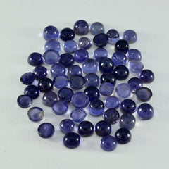 Riyogems 1 Stück blauer Iolith-Cabochon, 3 x 3 mm, runde Form, süßer Qualitäts-Edelstein