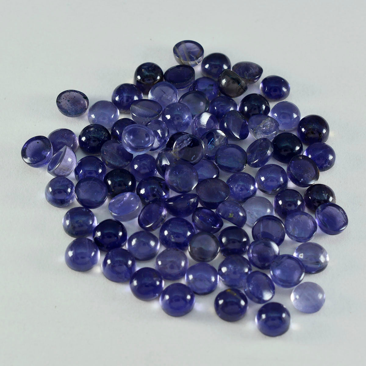 Riyogems 1PC Blue Iolite Cabochon 4x4 mm Round Shape A Quality Gems