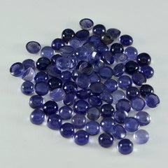 Riyogems 1 Stück blauer Iolith-Cabochon, 4 x 4 mm, runde Form, Edelsteine von A-Qualität