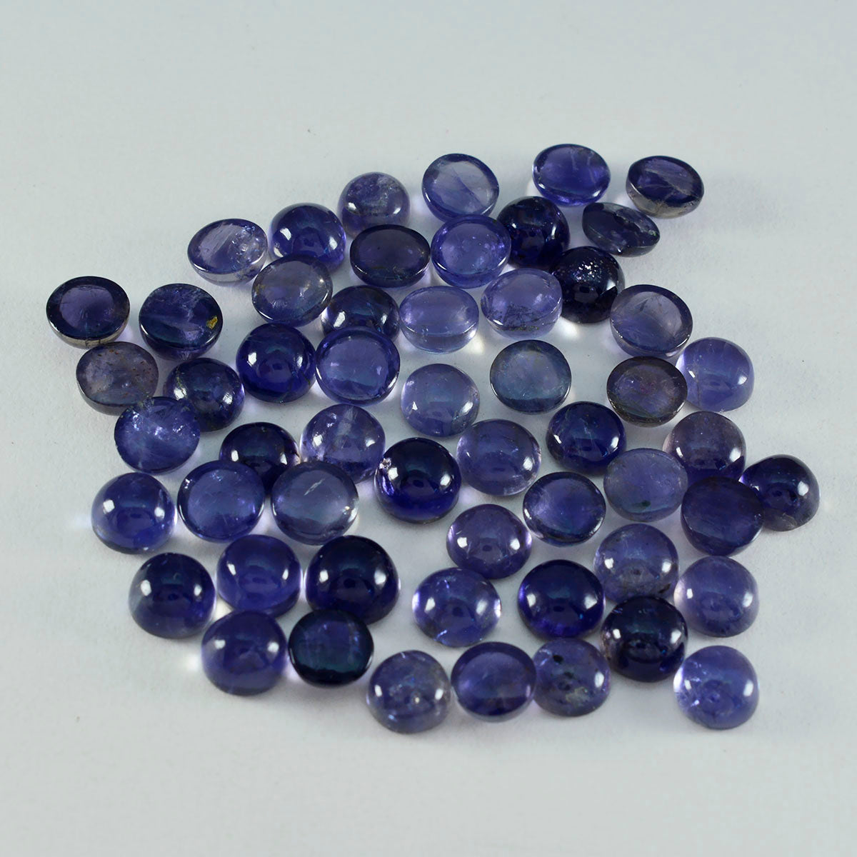 Riyogems 1PC Blue Iolite Cabochon 5x5 mm Round Shape AA Quality Stone