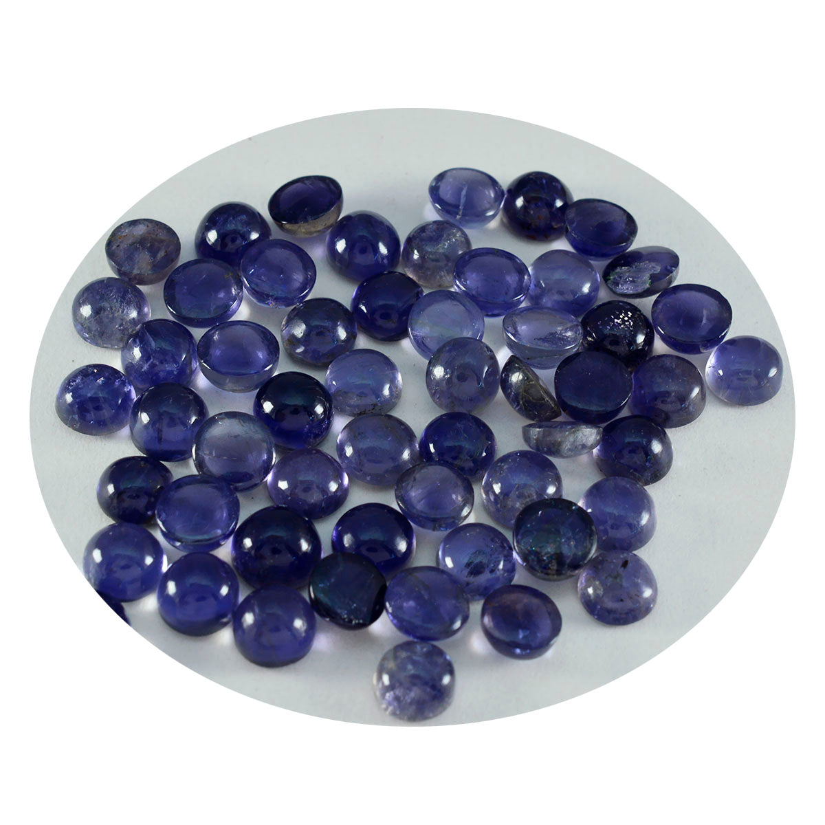 riyogems 1pc ブルー アイオライト カボション 6x6 mm ラウンド形状 aaa 品質宝石
