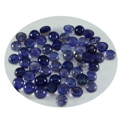 Riyogems 1 cabochon iolite bleu 6x6 mm forme ronde pierre précieuse de qualité aaa