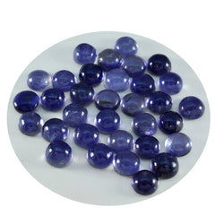 Riyogems 1PC Blue Iolite Cabochon 8x8 mm Round Shape A+1 Quality Loose Gems