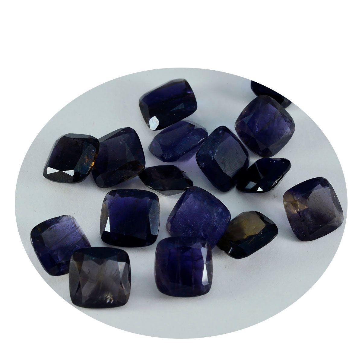 Riyogems 1PC Blue Iolite Faceted 10x10 mm Cushion Shape handsome Quality Gemstone