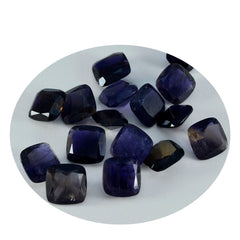 Riyogems 1 pièce d'iolite bleue à facettes 10x10mm en forme de coussin, pierre précieuse de belle qualité