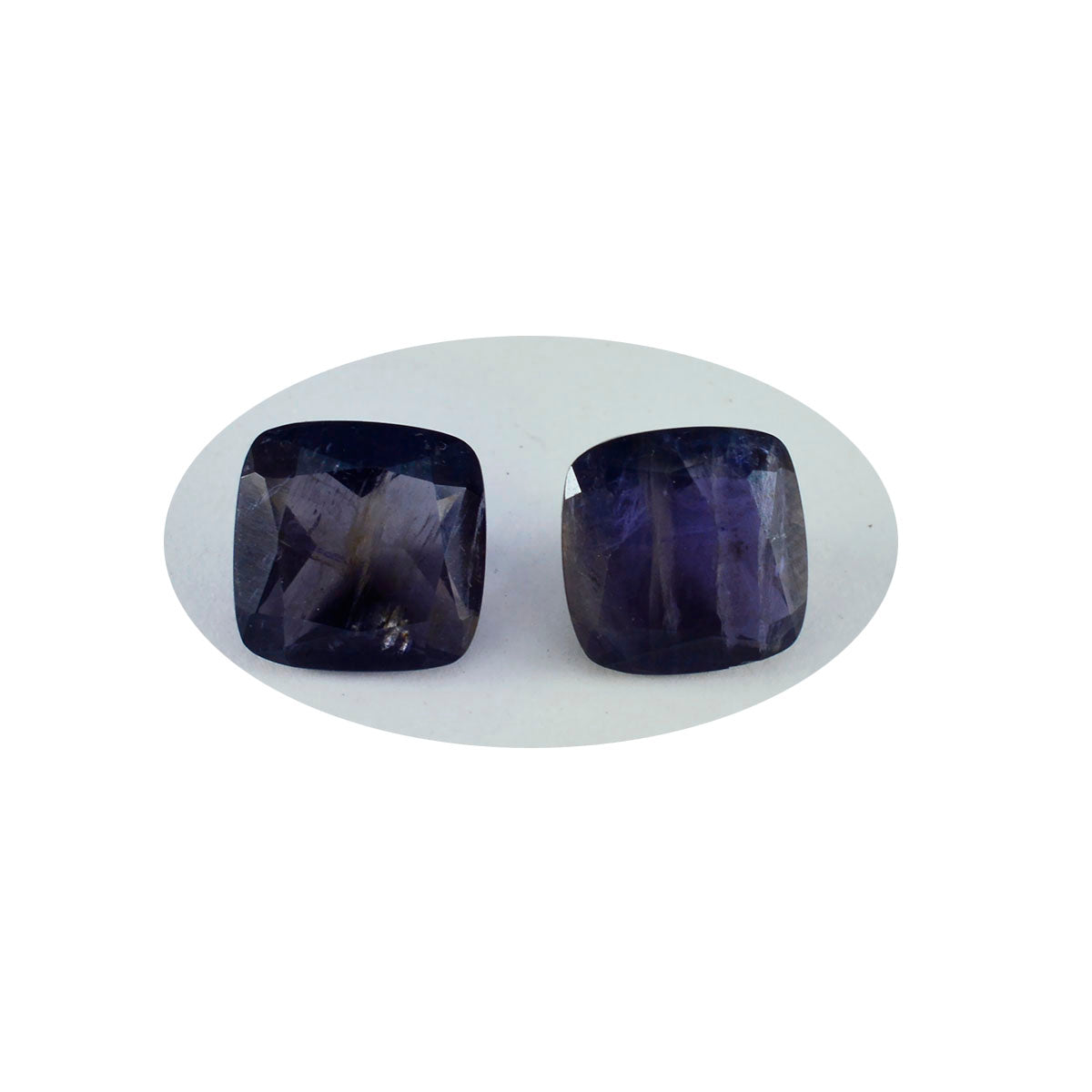 Riyogems 1 Stück blauer Iolith, facettiert, 14 x 14 mm, Kissenform, wunderbarer, hochwertiger, loser Edelstein