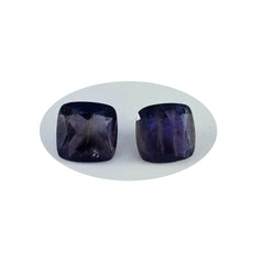 Riyogems 1 pièce d'iolite bleue à facettes 14x14mm en forme de coussin, pierre précieuse en vrac de merveilleuse qualité