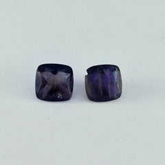 Riyogems 1 Stück blauer Iolith, facettiert, 14 x 14 mm, Kissenform, wunderbarer, hochwertiger, loser Edelstein