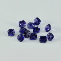 Riyogems 1PC Blue Iolite Faceted 4x4 mm Cushion Shape good-looking Quality Loose Gems