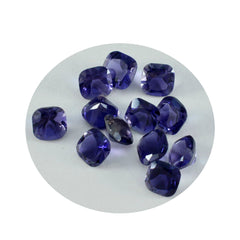 Riyogems 1 pièce d'iolite bleue à facettes 5x5mm en forme de coussin, pierre ample de belle qualité