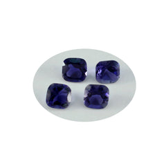 Riyogems 1 Stück blauer Iolith, facettiert, 6 x 6 mm, Kissenform, ausgezeichnete Qualität, loser Edelstein