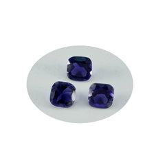 Riyogems 1 Stück blauer Iolith, facettiert, 7 x 7 mm, Kissenform, hübscher Qualitäts-Edelstein