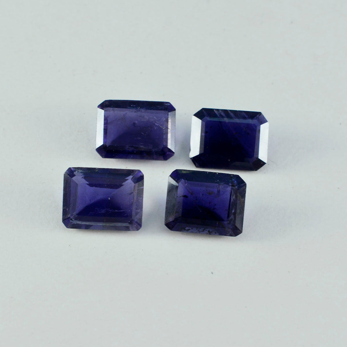 Riyogems 1 Stück blauer Iolith, facettiert, 10 x 12 mm, Achteckform, Edelstein in AAA-Qualität
