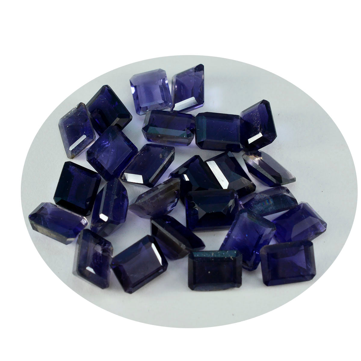 Riyogems, 1 pieza, iolita azul facetada, 6x8mm, forma octágono, gema suelta de increíble calidad