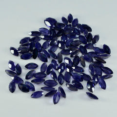 Riyogems 1 Stück blauer Iolith, facettiert, 3 x 6 mm, Marquise-Form, schöner, hochwertiger, loser Edelstein