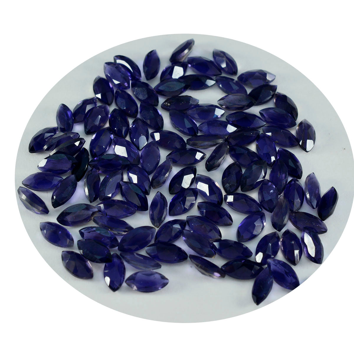 Riyogems 1 Stück blauer Iolith, facettiert, 4 x 8 mm, Marquise-Form, hübscher Qualitäts-Edelstein