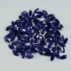 Riyogems 1 Stück blauer Iolith, facettiert, 4 x 8 mm, Marquise-Form, hübscher Qualitäts-Edelstein