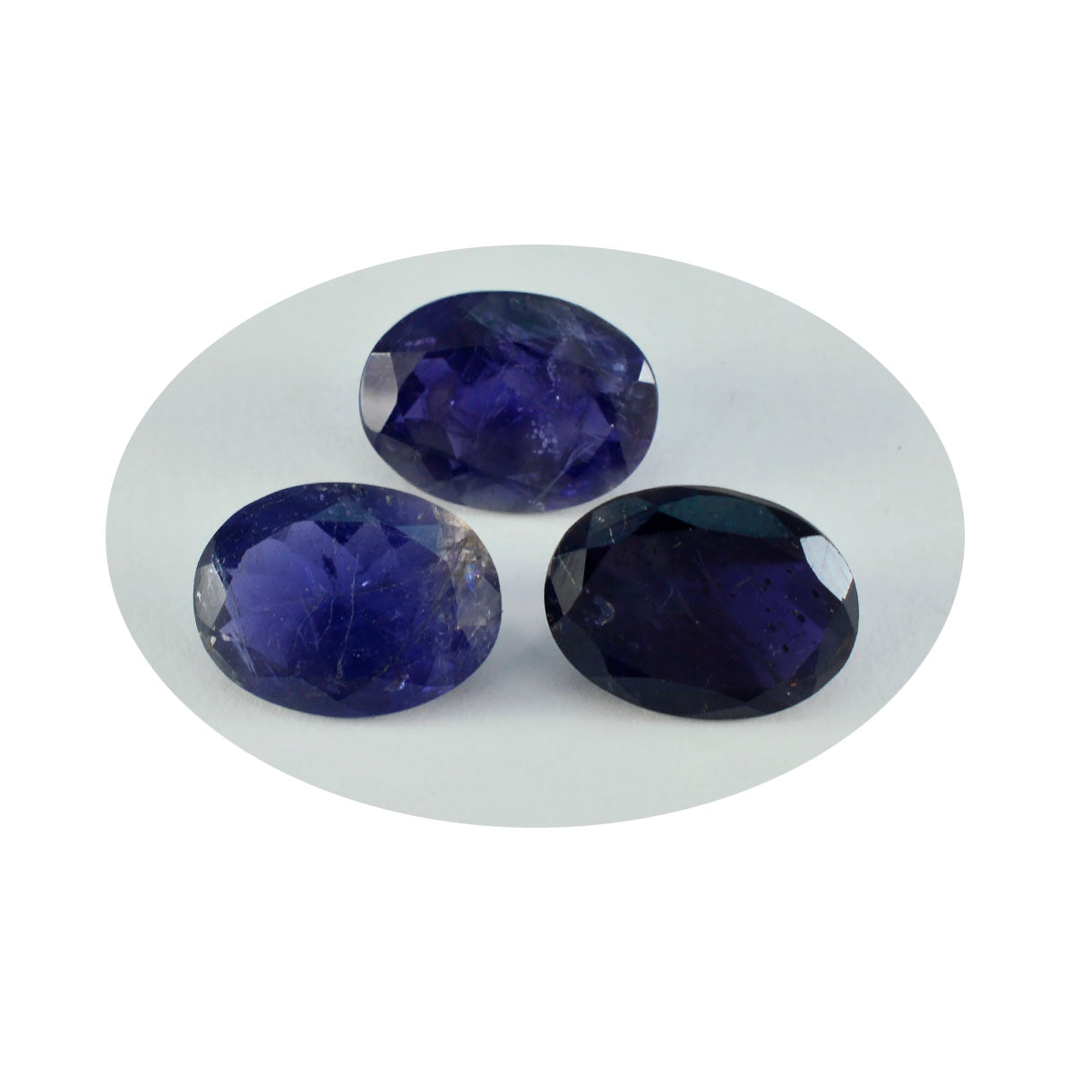 Riyogems 1PC Blue Iolite Faceted 12x16 mm Oval Shape A1 Quality Gem