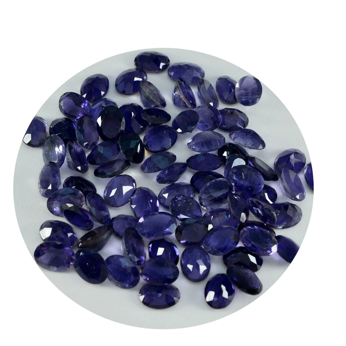 Riyogems 1 pieza iolita azul facetada 4x6mm forma ovalada gema de calidad de belleza