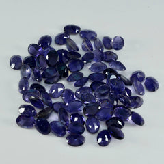 Riyogems 1 Stück blauer Iolith, facettiert, 4 x 6 mm, ovale Form, Schönheitsqualitäts-Edelstein