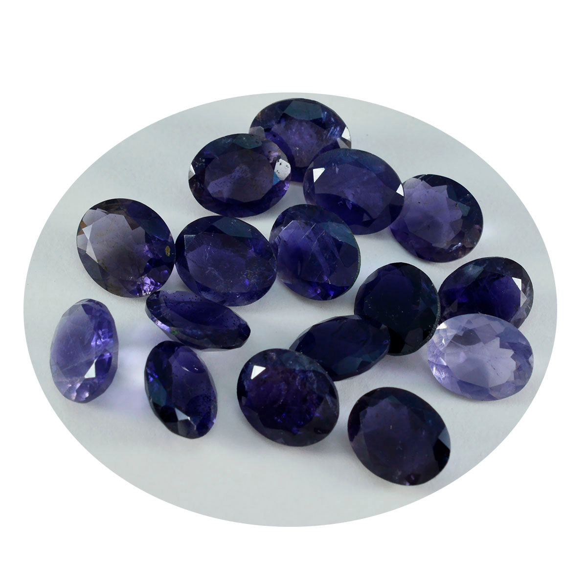 Riyogems, 1 pieza, iolita azul facetada, 6x8mm, forma ovalada, piedra bonita de calidad