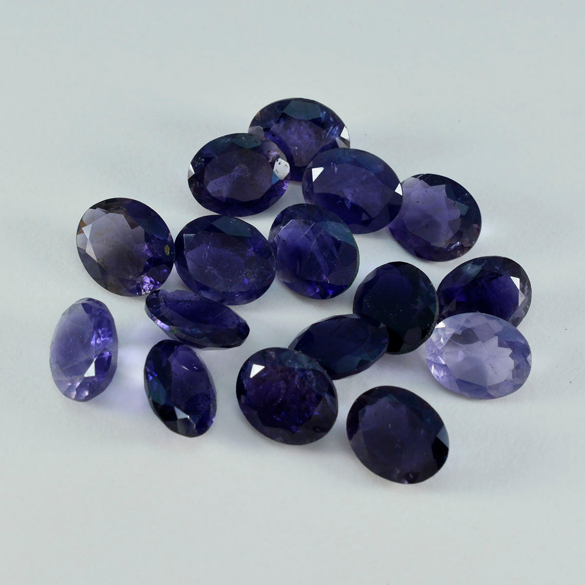 riyogems 1 st blå iolit fasetterad 6x8 mm oval form söt kvalitetssten