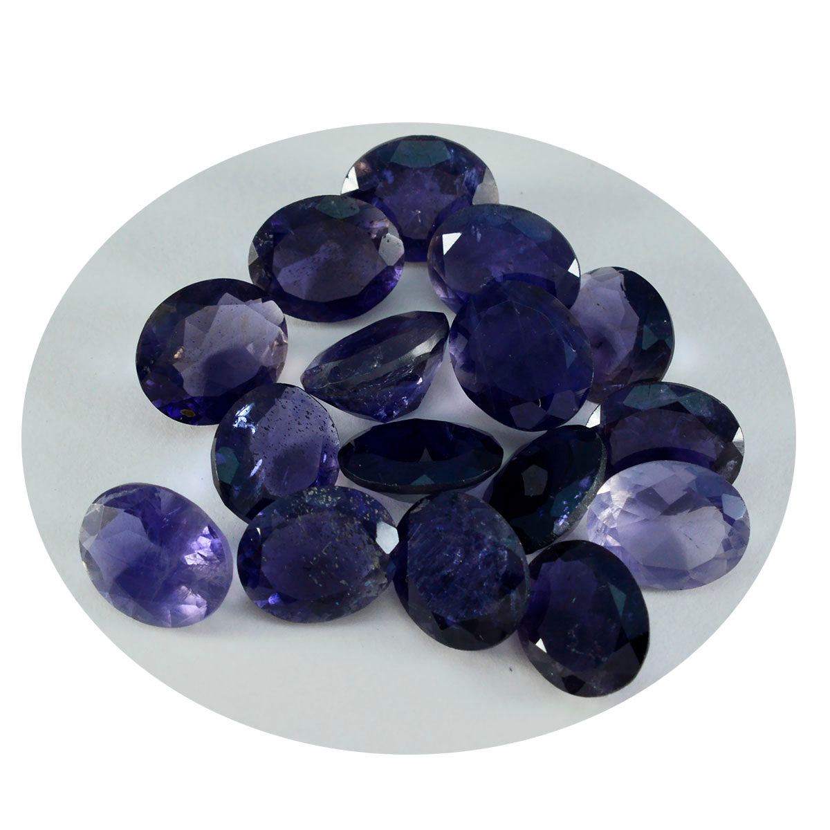 riyogems 1pc iolite bleue facettée 7x9 mm forme ovale une pierre précieuse de qualité