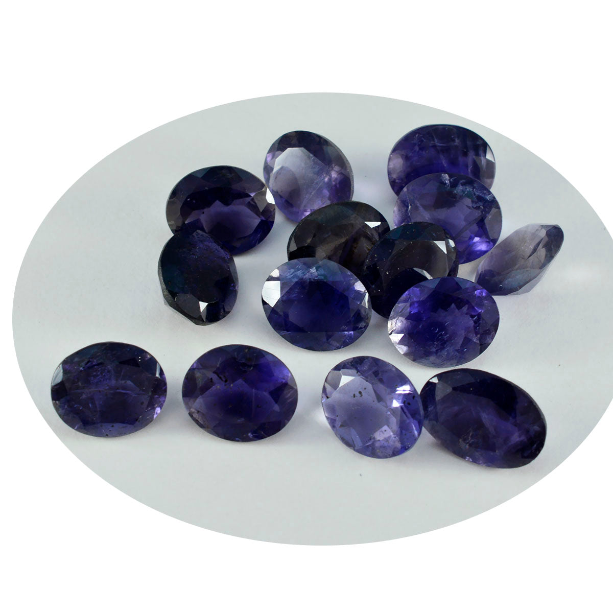 Riyogems, 1 pieza, iolita azul facetada, 8x10mm, forma ovalada, gema suelta de calidad aa
