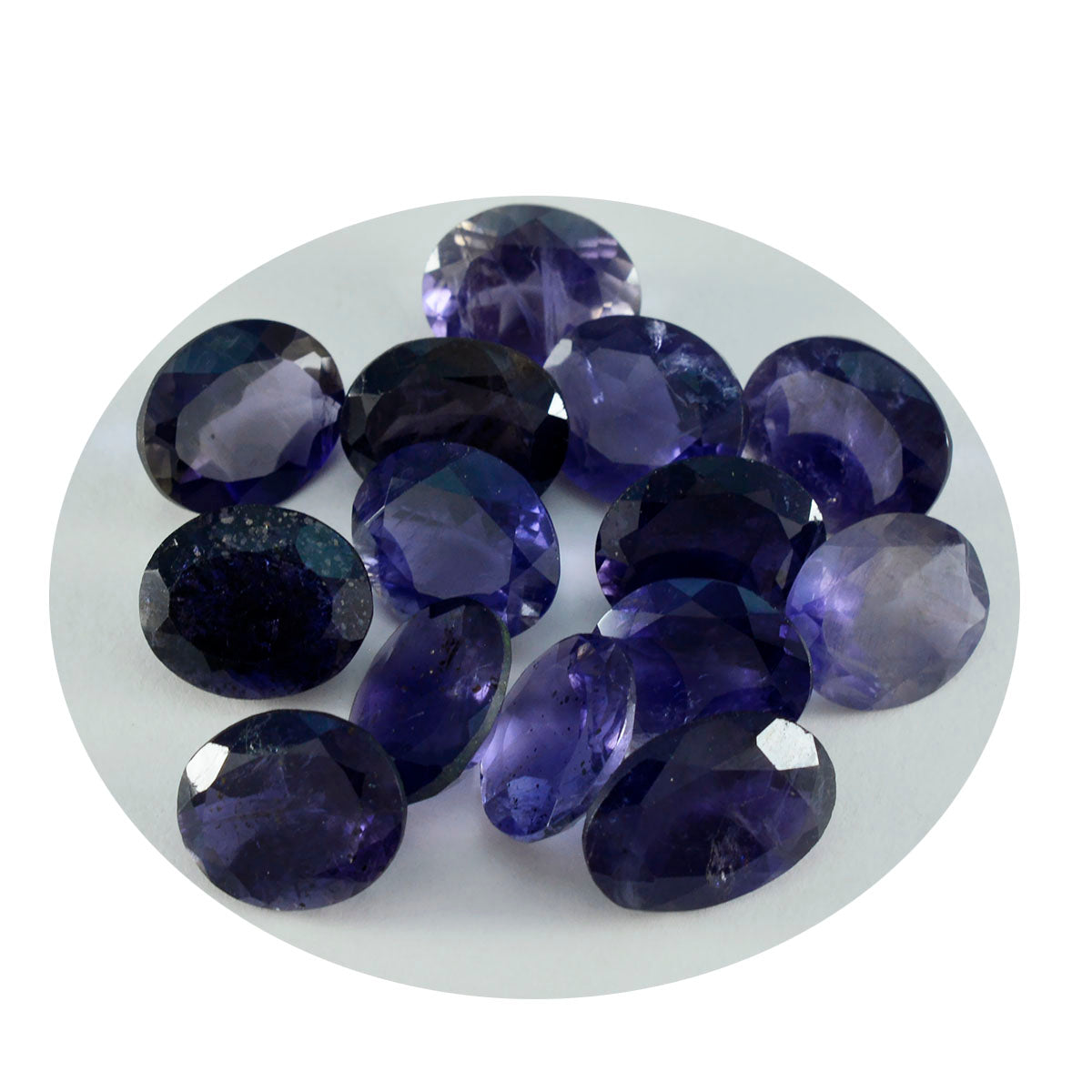 Riyogems 1 Stück blauer Iolith, facettiert, 9 x 11 mm, ovale Form, lose Edelsteine in AAA-Qualität