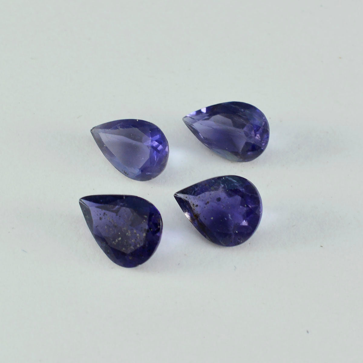 Riyogems 1 Stück blauer Iolith, facettiert, 10 x 14 mm, Birnenform, gut aussehender, hochwertiger loser Edelstein