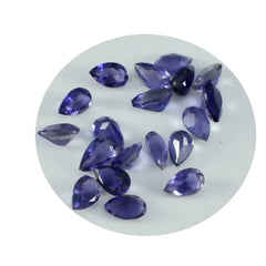 Riyogems 1PC Blue Iolite Faceted 5x7 mm Pear Shape beautiful Quality Gemstone