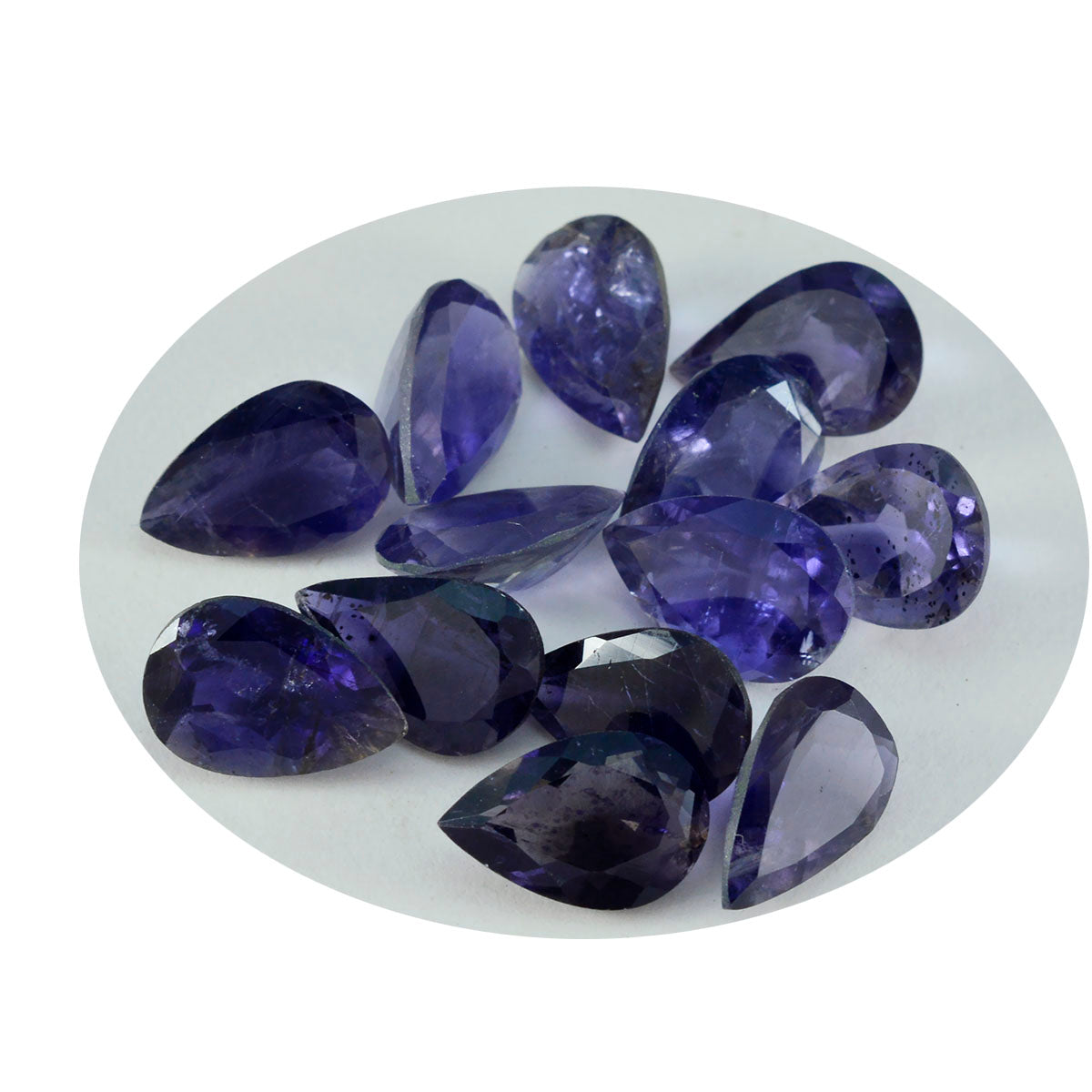 Riyogems 1PC Blue Iolite Faceted 7x10 mm Pear Shape pretty Quality Loose Gems