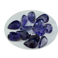 Riyogems 1 Stück blauer Iolith, facettiert, 7 x 10 mm, Birnenform, hübsche, hochwertige lose Edelsteine