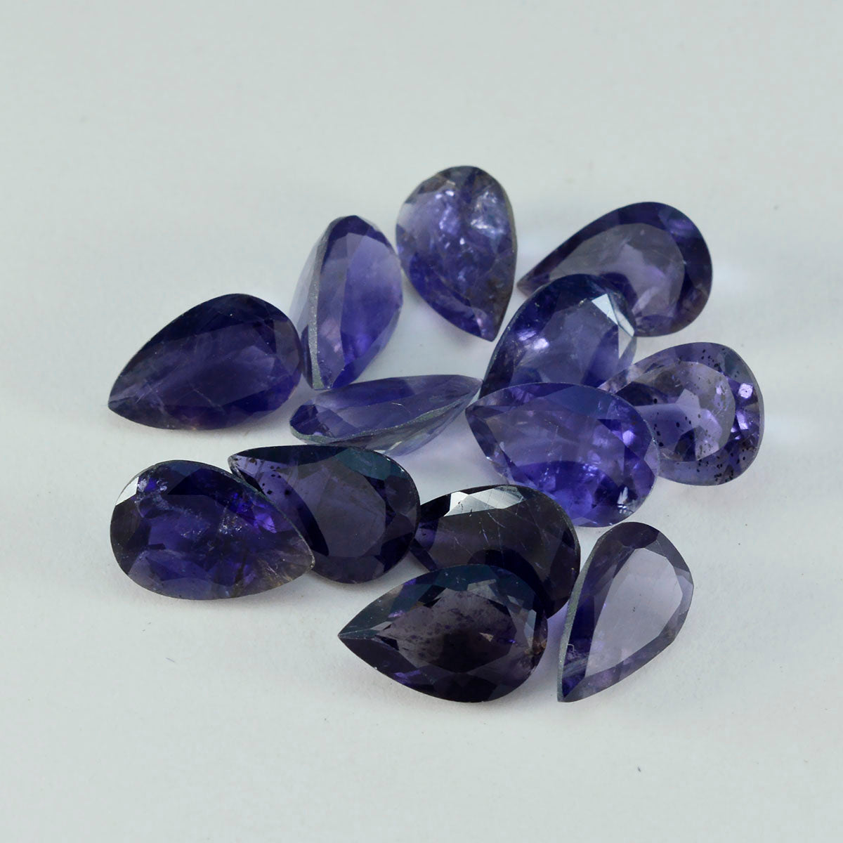 Riyogems 1PC blauw ioliet gefacetteerd 7x10 mm peervorm mooie kwaliteit losse edelstenen