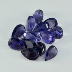 Riyogems 1PC Blue Iolite Faceted 8x12 mm Pear Shape handsome Quality Loose Stone