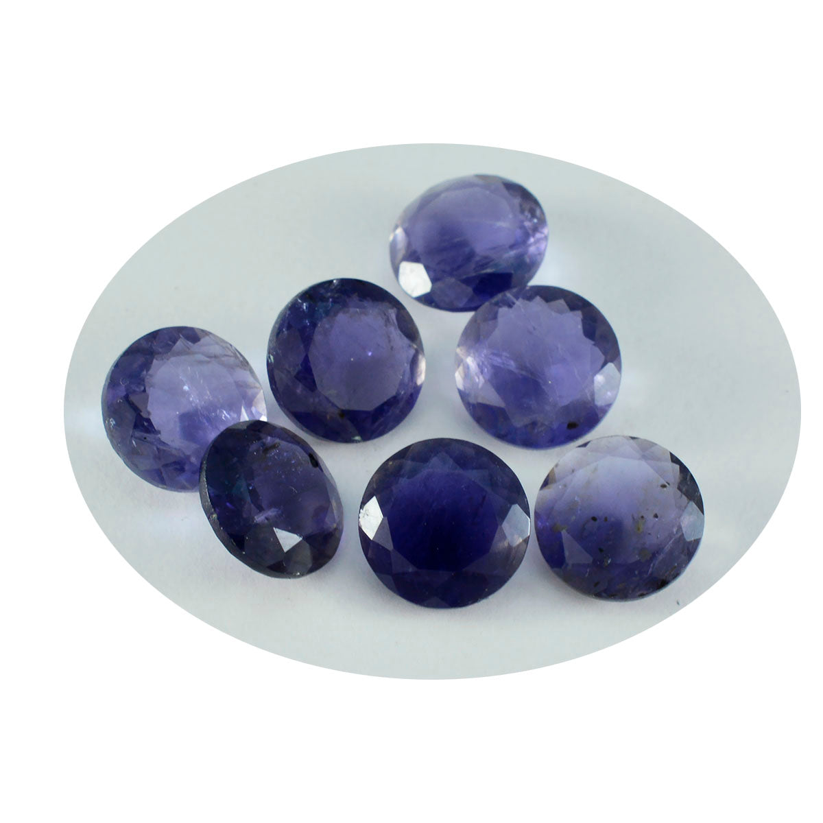 Riyogems 1PC Blue Iolite Faceted 10x10 mm Round Shape wonderful Quality Gems