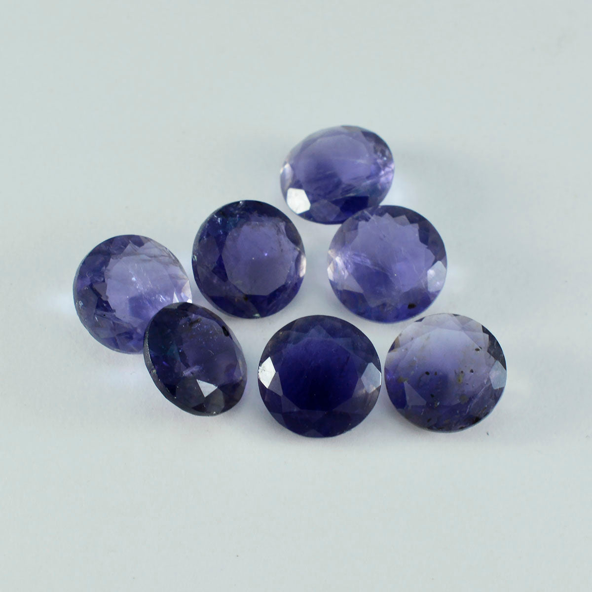 Riyogems 1PC Blue Iolite Faceted 10x10 mm Round Shape wonderful Quality Gems