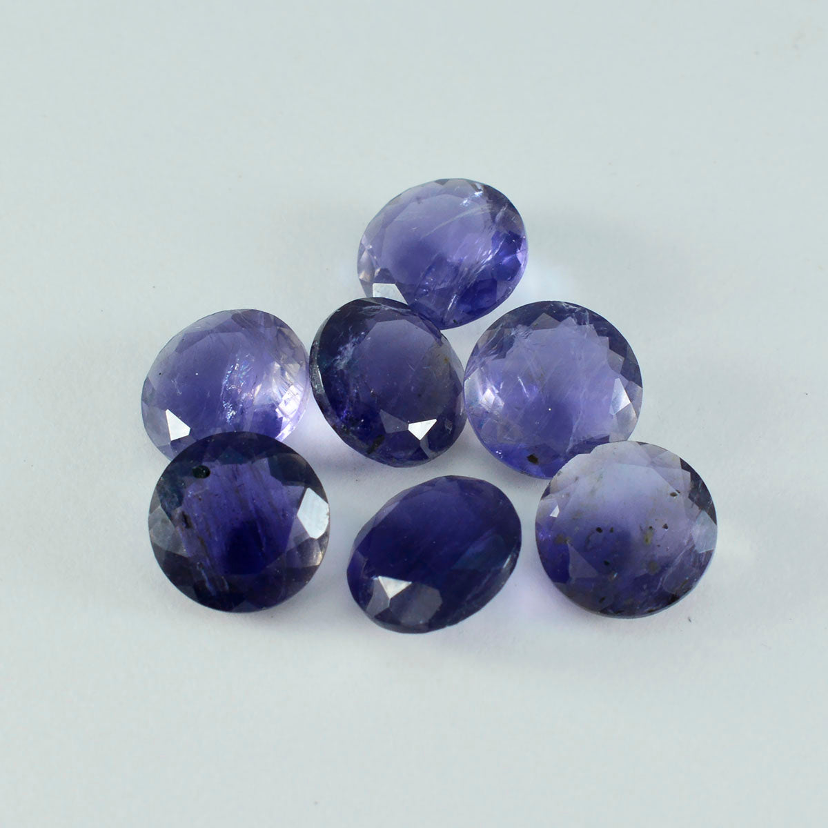 Riyogems 1PC Blue Iolite Faceted 11x11 mm Round Shape sweet Quality Stone