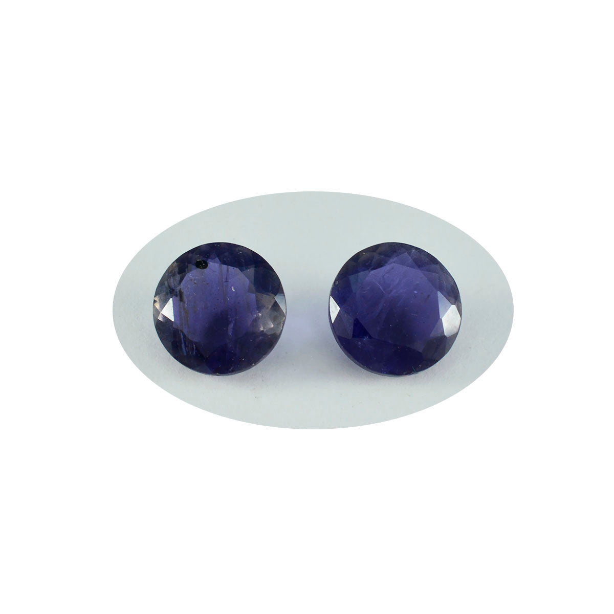 riyogems 1pc iolite bleue facettée 12x12 mm forme ronde pierre précieuse de superbe qualité