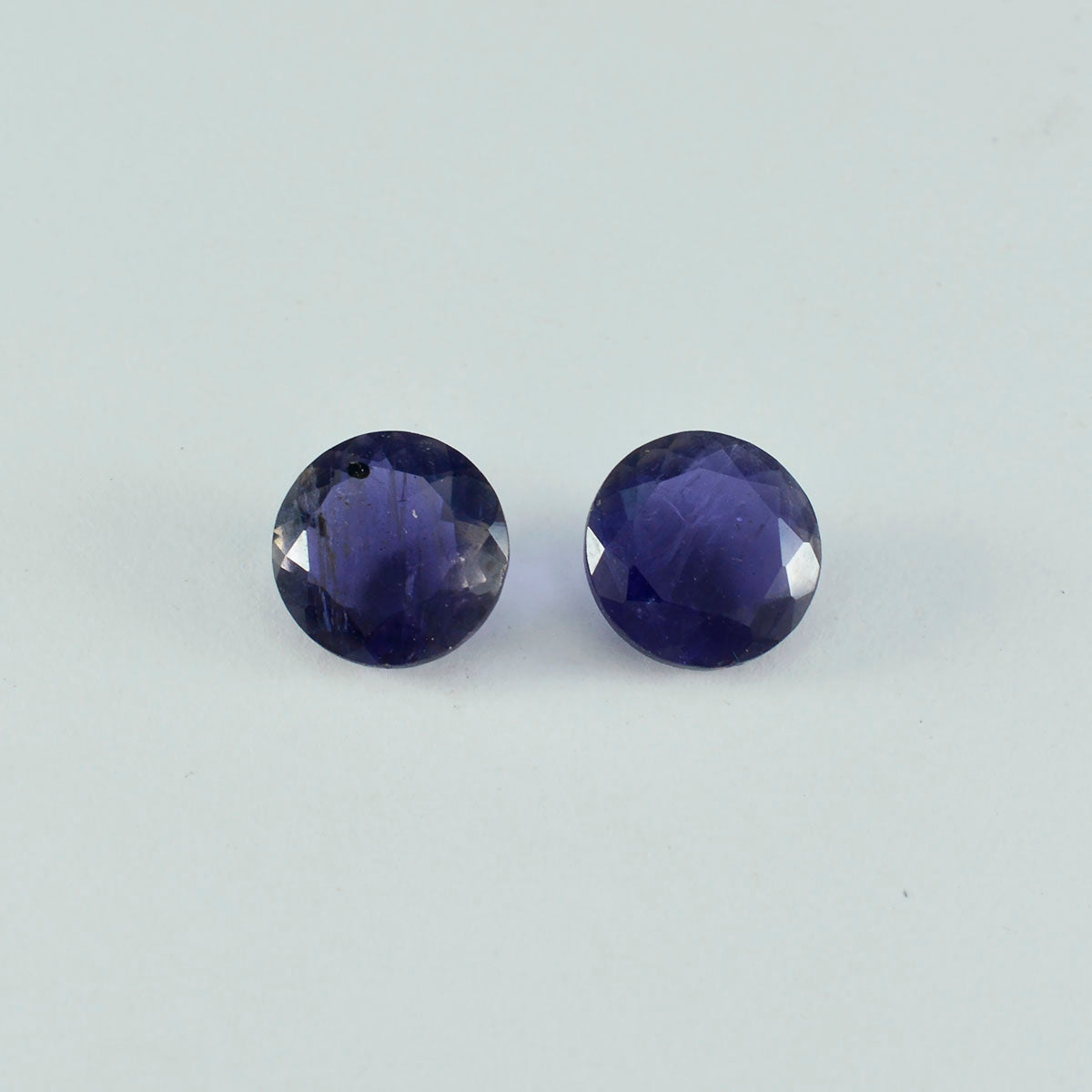 Riyogems 1PC Blue Iolite Faceted 12x12 mm Round Shape superb Quality Gemstone