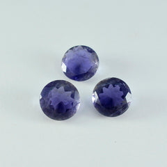 Riyogems, 1 pieza, iolita azul facetada, 13x13mm, forma redonda, gema suelta de calidad increíble