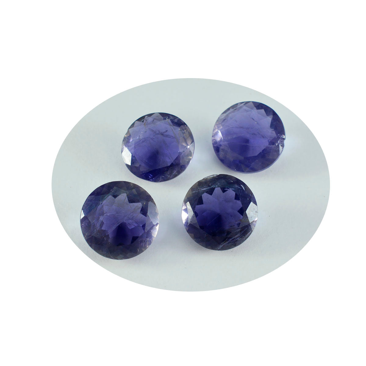 Riyogems 1 pièce iolite bleue à facettes 14x14mm forme ronde beauté qualité pierres précieuses en vrac