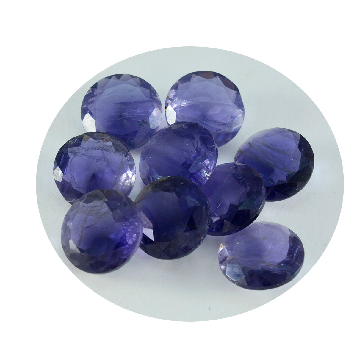 Riyogems 1 Stück blauer Iolith, facettiert, 15 x 15 mm, runde Form, erstaunliche Qualität, loser Stein