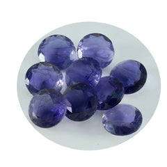 Riyogems 1pc iolite bleue à facettes 15x15mm forme ronde qualité incroyable pierre en vrac