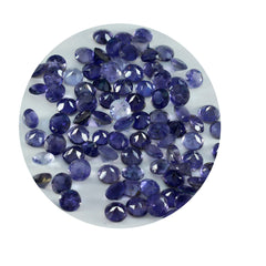 Riyogems 1PC blauwe ioliet gefacetteerd 3x3 mm ronde vorm mooie kwaliteitssteen