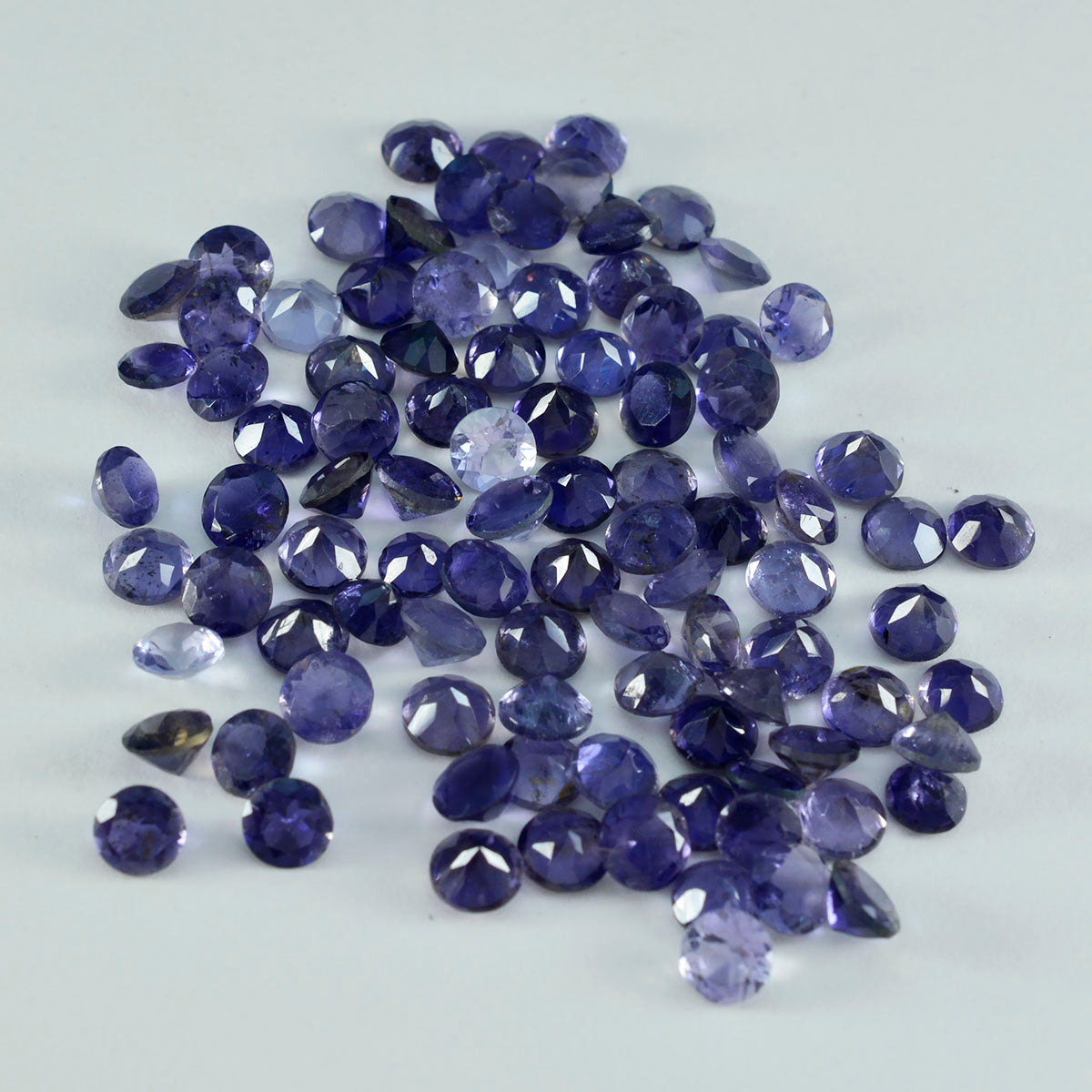 riyogems 1 st blå iolit fasetterad 3x3 mm rund form vacker kvalitetssten