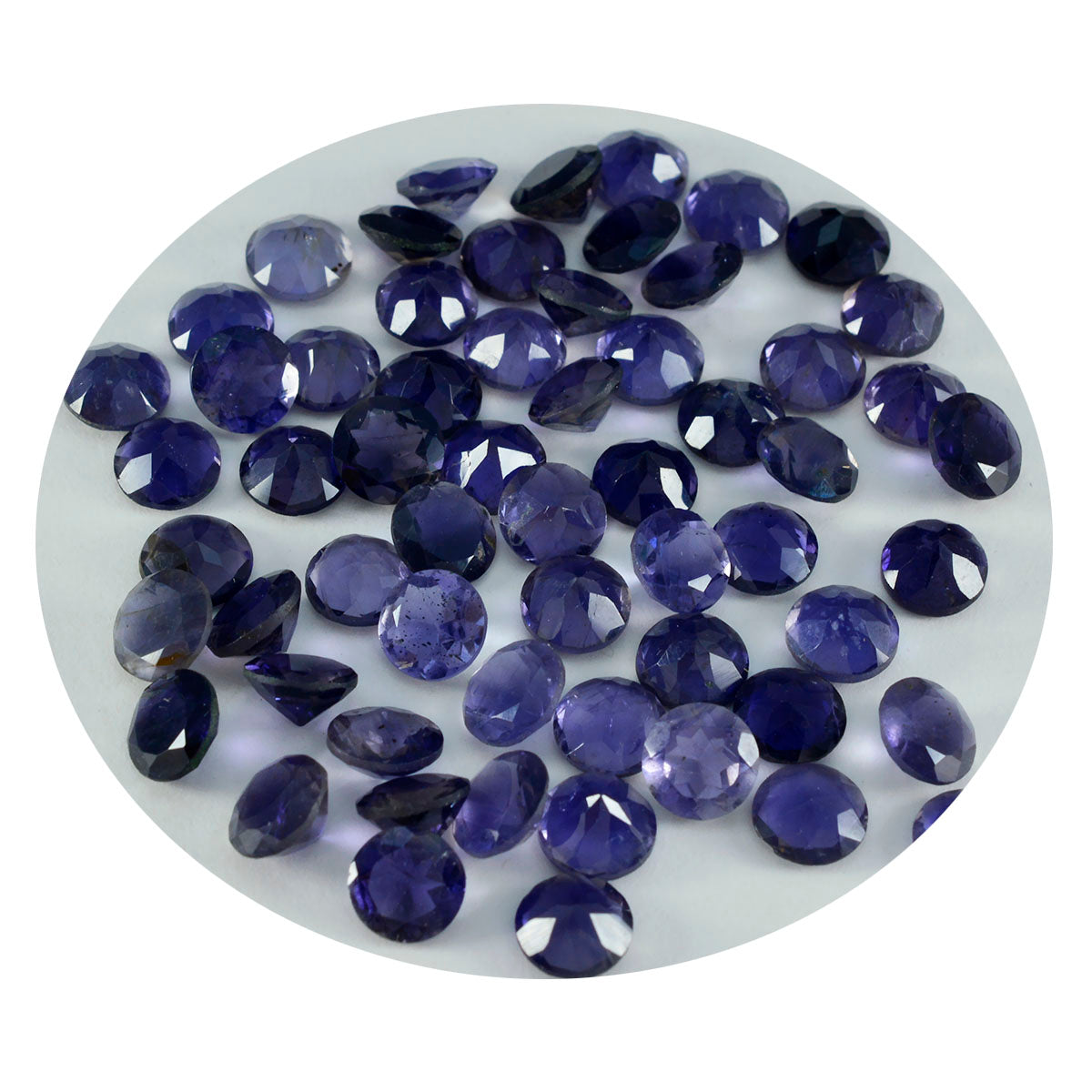 Riyogems 1PC Blue Iolite Faceted 4x4 mm Round Shape astonishing Quality Gemstone