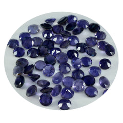 riyogems 1pc blue iolite faceted 4x4 mm round shape astonishing quality gemstone